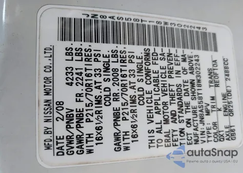 2008 Nissan Rogue S from USA, damaged, VIN JN8AS58T18W302243